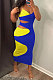 Color Matching Sexy Condole Belt Long Dress ED8397