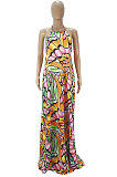 Sexy Casual Printing Halter Neck Sleeveless Long Dress SDD9510