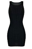 Pure Color High Elastic Tight Honeycomb Mini Dress TL6583