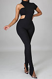 Asymmetric Pit Bar Chest Wrap Open Fork Bodycon Jumpsuits Two-Pieces TL6590