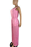 Stripe Knotted Strap Sleeveless Wide Leg Jumpsuits TL6568