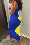 Color Matching Sexy Condole Belt Long Dress ED8397