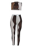 Trendy Net Yarn Irregularity Spliced Sleeveless Two-Pieces ED8386