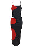 Color Matching Sexy Condole Belt Long Dress ED8397