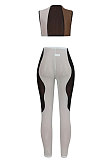 Trendy Net Yarn Irregularity Spliced Sleeveless Two-Pieces ED8386