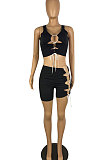 Pure Color Knotted Strap Shorts Sets TL6585