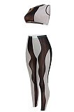 Trendy Net Yarn Irregularity Spliced Sleeveless Two-Pieces ED8386
