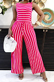 Stripe Knotted Strap Sleeveless Wide Leg Jumpsuits TL6568