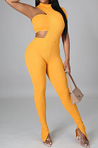 Asymmetric Pit Bar Chest Wrap Open Fork Bodycon Jumpsuits Two-Pieces TL6590