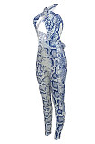 Sexy Snakeskin Grain Halter Neck Bodycon Jumpsuits ED8394