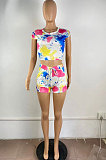 Printing Tie Dye Knotted Strap Shorts Sets TL6575