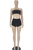 Fashion Sexy Pure Color Korea Velvet Chest Wrap Shorts Sets SDD9509