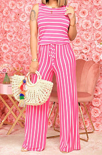 Stripe Knotted Strap Sleeveless Wide Leg Jumpsuits TL6568