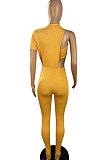 Asymmetric Pit Bar Chest Wrap Open Fork Bodycon Jumpsuits Two-Pieces TL6590