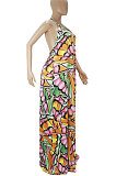Sexy Casual Printing Halter Neck Sleeveless Long Dress SDD9510