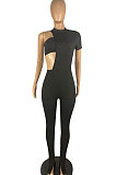 Asymmetric Pit Bar Chest Wrap Open Fork Bodycon Jumpsuits Two-Pieces TL6590