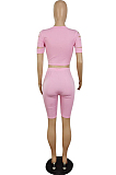 Euramerican Pure Color Hurnt Flower Shorts Two-Piece E8594