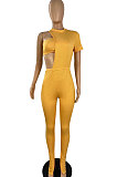 Asymmetric Pit Bar Chest Wrap Open Fork Bodycon Jumpsuits Two-Pieces TL6590
