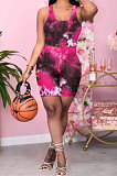 Walf Checks Casual Vets Tie Dye Sport Fifve Shorts Two-Pieces Q821