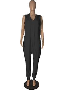 Pure Color Sleeveless Loose Casual Jumpsuits R6427