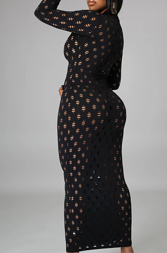 Fashion Stretch Jacquard Knitting Long Dress SMR10090