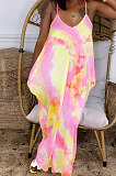 Pure Color Sexy Condole Belt Open Fork Long Dress R6426