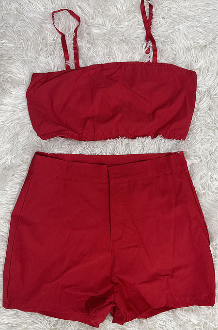 Euramerican Women High Elastic Pure Color Cowboy Condole Belt Sexy Shorts Sets AMM8341