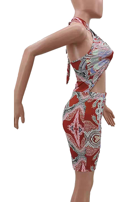 Euramerican Fashion Chest Wrap Print Jumpsuits TK6177