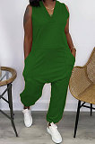 Pure Color Sleeveless Loose Casual Jumpsuits R6427