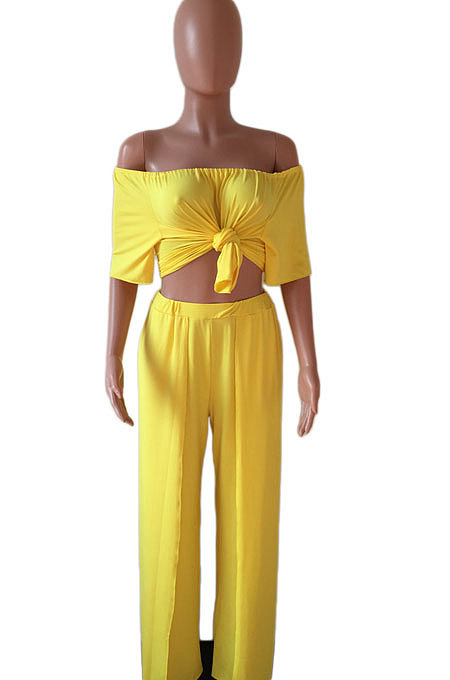 Loose Open Fork Pure Color Sexy Pants Sets AMM8034