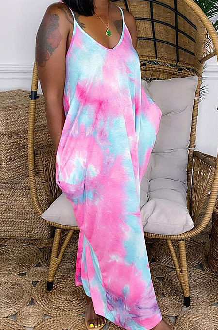 Pure Color Sexy Condole Belt Open Fork Long Dress R6426