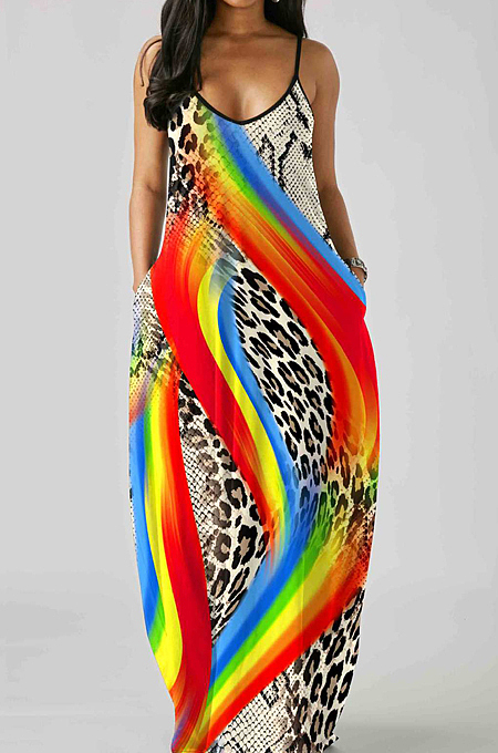 Euramerican Summer Fashion Loose V Neck Sling Dress SMR10201
