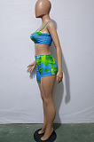 Fashion Sexy Print Sling Vest Shorts Two-Piece JH242