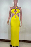 Pure Color Sexy Split Long Dress R6425