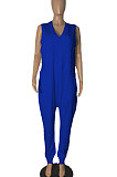 Pure Color Sleeveless Loose Casual Jumpsuits R6427