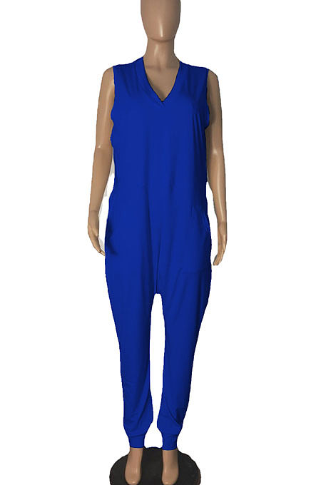 Pure Color Sleeveless Loose Casual Jumpsuits R6427