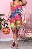 Walf Checks Casual Vets Tie Dye Sport Fifve Shorts Two-Pieces Q821