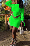 Pure Color Sexy Tops Skirts Sets R6435