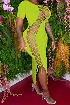 Sexy Bind Pure Color Midi Dress R6428