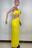 Pure Color Sexy Split Long Dress R6425