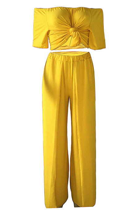 Loose Open Fork Pure Color Sexy Pants Sets AMM8034