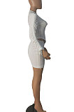Pure Color Sexy Tops Skirts Sets R6435