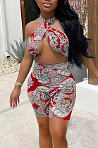 Euramerican Fashion Chest Wrap Print Jumpsuits TK6177