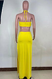 Pure Color Sexy Split Long Dress R6425