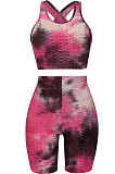 Walf Checks Casual Vets Tie Dye Sport Fifve Shorts Two-Pieces Q821
