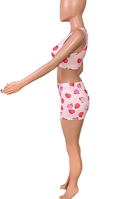 Trendy Printing Fruit Vest Shorts Sets  R6437