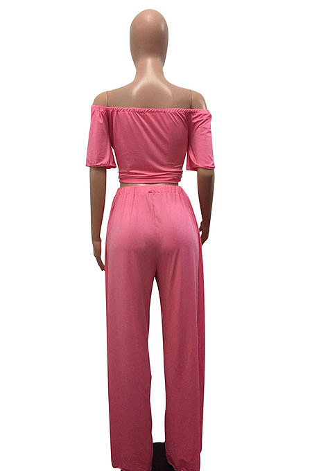 Loose Open Fork Pure Color Sexy Pants Sets AMM8034