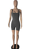 Soft Fabric Pure Color Condole Belt Casual Sport Romper Shorts R6433