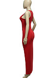 Deep V Neck Cultivate One's Morality Hole Hurnt Flower Sexy Long Dress Q829