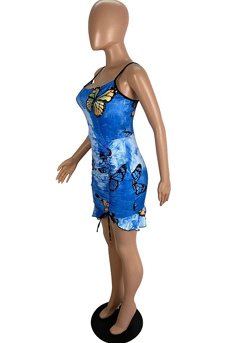 Sexy Cultivate One's Morality Butterfly Print Sling Dress LS6434